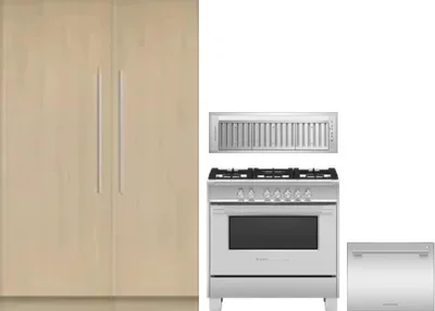 5 Piece Package Includes Refrigerator, Freezer, Range, Hood And Dishwasher